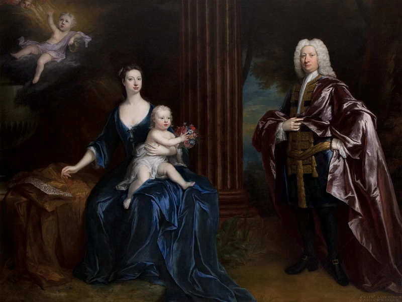 1667-Jonathan Richardson - Sir Nathaniel Curzon, 4° baronetto Curzon, con sua moglie, Mary Assheton, Lady Curzon e il loro figlio Nathaniel